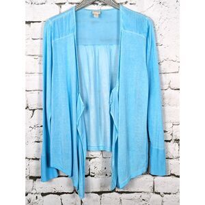 CHICO'S "Nancy Dye-Effect" Open-Front Lightweight Knit Cardigan Size 2 (L/12)